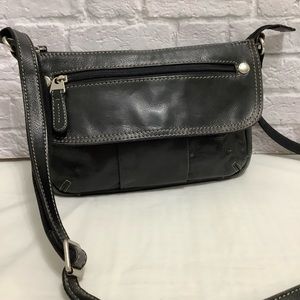Fóssil Black Leather Vintage Crossbody Bag